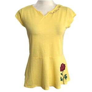 NWT Disney Parks Yellow Beauty and the Beast Belle Rose Graphic Top Shirt Size S
